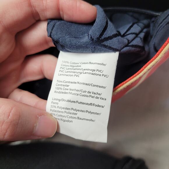 Etc Orla Kiely giant linear stem laminated cotton red orange crossbody bag purse - Picture 10 of 10